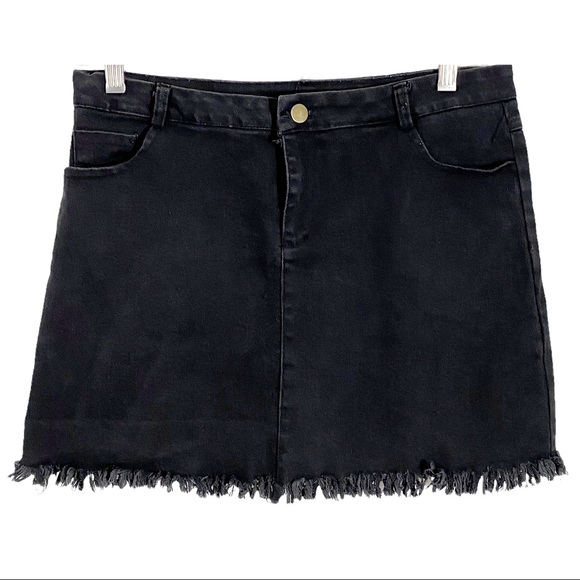 Sadie & Sage Black Denim Mini Jean Skirt, Size Medium - Picture 1 of 8